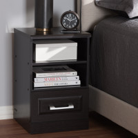 Baxton Studio MH5054-Wenge-NS Odelia Modern and Contemporary Wenge Brown Finished 1-Drawer Nightstand